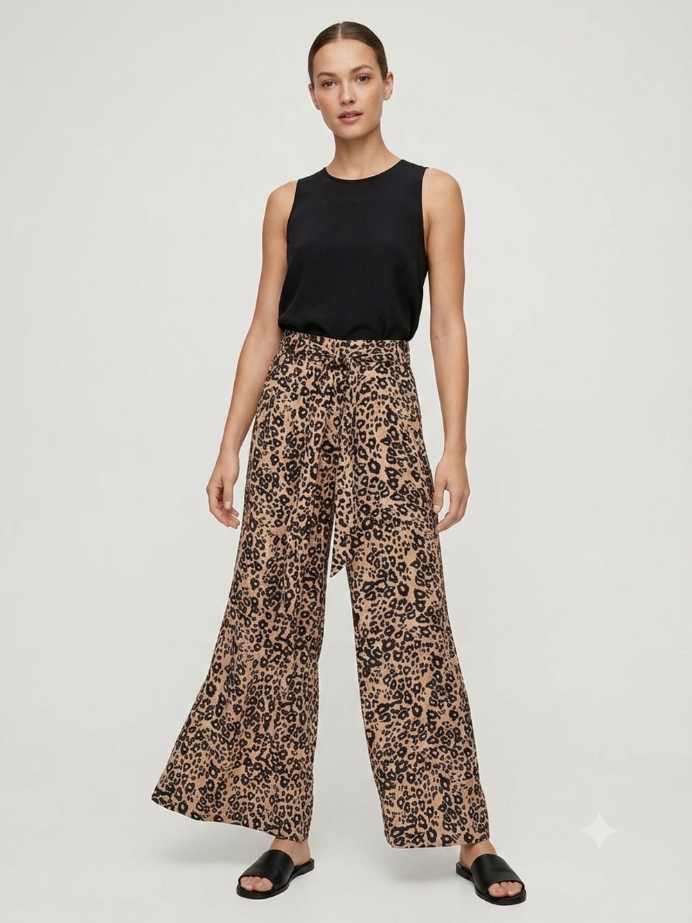 Wilfred Leopard Print Ankle Cropped Pants - Black and Tan